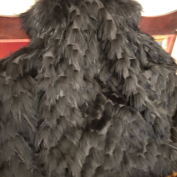 NWOT Sherry Cassin Women's REVERSIBLE Black Raccoon Fur Coat Black Fox - Picture 13 of 14